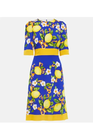 Dolce & Gabbana Abito midi in misto seta con stampa