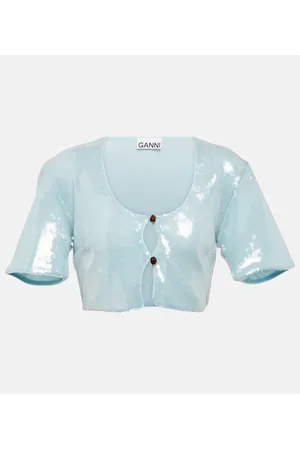 Ganni Top cropped con paillettes