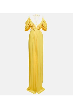 Costarellos Abito lungo Thalia con scollo bardot