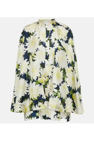 Oscar de la Renta Blusa in seta con stampa floreale