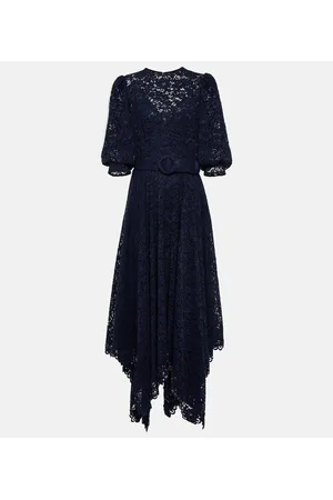 Costarellos Abito midi in pizzo con cintura