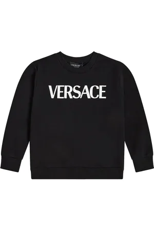 VERSACE Felpa in cotone con logo e cappuccio
