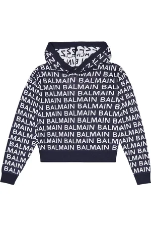 Balmain Felpa cropped in misto cotone con cappuccio