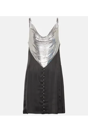 Paco rabanne Miniabito in raso e maglia metallica