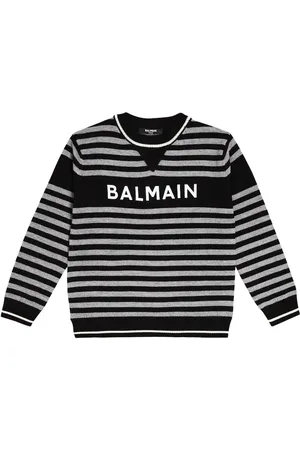 Balmain Pullover in lana a righe con logo