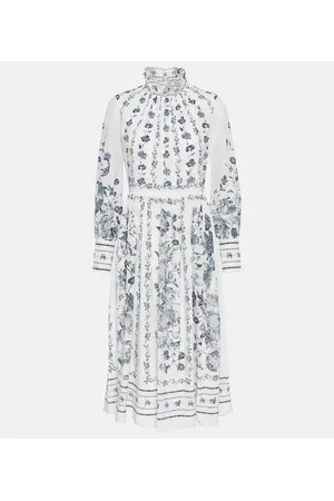 Erdem Abito midi in crêpe de chine con stampa