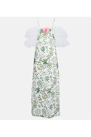 RODARTE Abito midi in seta con applicazione floreale