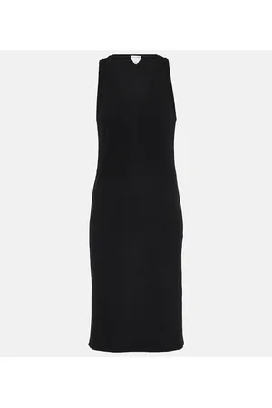 Bottega Veneta Abito midi in jersey di misto cotone a coste