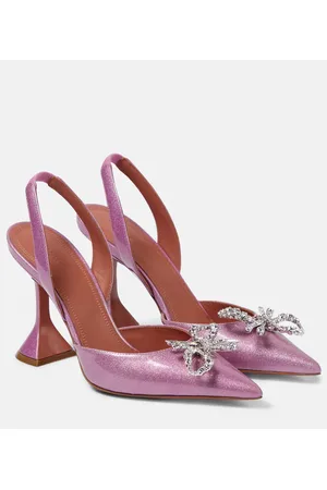 Amina Muaddi Pumps slingback Rosie in vernice con cristalli