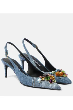 Dolce & Gabbana Pumps slingback in denim con cristalli