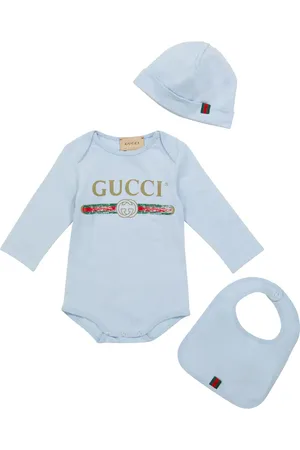 Gucci Baby - Body in cotone con berretto e bavaglino