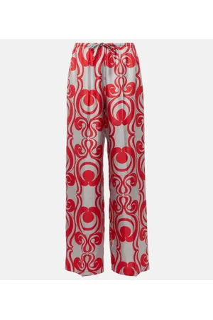 DRIES VAN NOTEN Pantaloni in seta con stampa