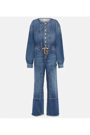 ULLA JOHNSON Jumpsuit Stevie in denim a gamba larga
