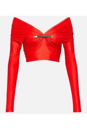 Paco rabanne Top cropped con scollo bardot