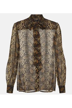 NILI LOTAN Blusa Carina in seta con stampa serpente