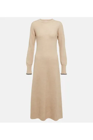 Brunello Cucinelli Abito midi in misto alpaca e cotone