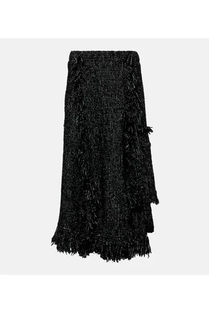 SACAI Gonna midi in tweed con frange