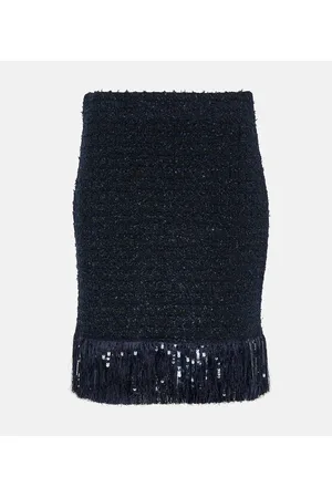 Oscar de la Renta Minigonna in tweed con frange