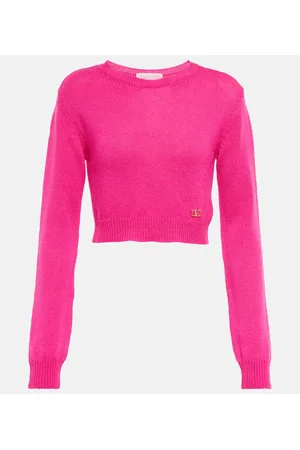 VALENTINO Pullover cropped VLogo in cashmere