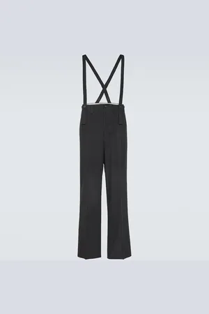 VISVIM Pantaloni Tupper in lana e lino con bretelle