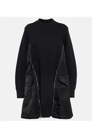 SACAI Miniabito in cotone con tessuto tecnico