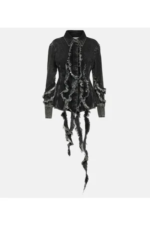 BLUMARINE Camicia di jeans con volant