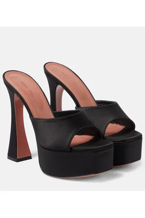 Amina Muaddi Sandali Dalida in raso con plateau