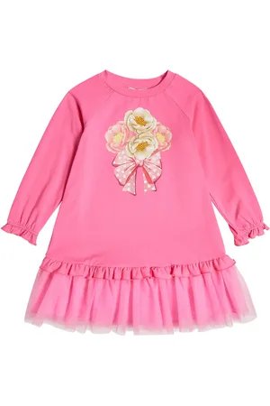 MONNALISA Abito in jersey stampato con tulle