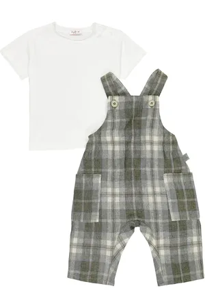 Il gufo Baby - Salopette in lino e t-shirt in cotone