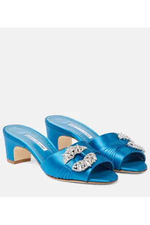 Manolo Blahnik Mules Prinap 50 in raso con cristalli