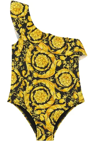VERSACE Costume intero monospalla con volant