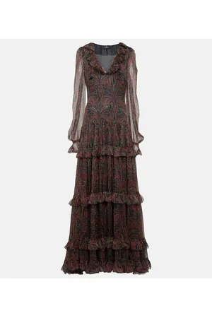 Etro Abito lungo in seta con stampa paisley