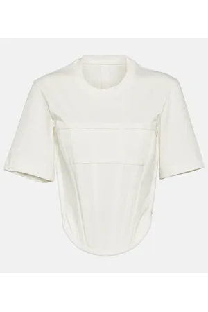 DION LEE T-shirt Corset in jersey di cotone