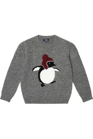 Il gufo Pullover in lana con intarsi