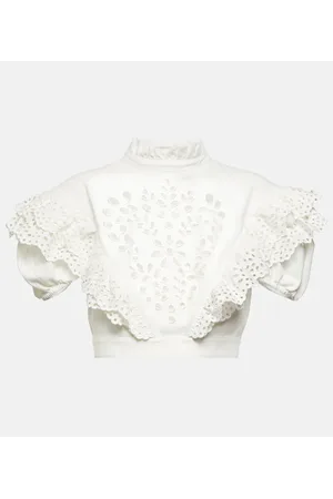 Sportmax Top cropped Ometto in cotone e sangallo