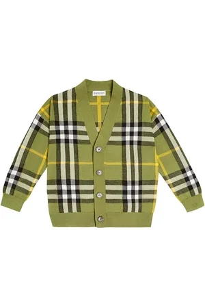 Burberry Cardigan Burberry Check in lana e cotone