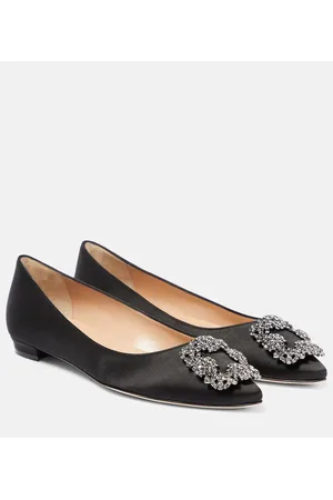 Manolo Blahnik Ballerine Hangisiflat in raso con cristalli