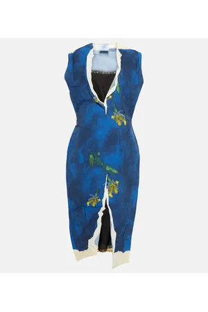 Prada Abito midi in tessuto tecnico con stampa