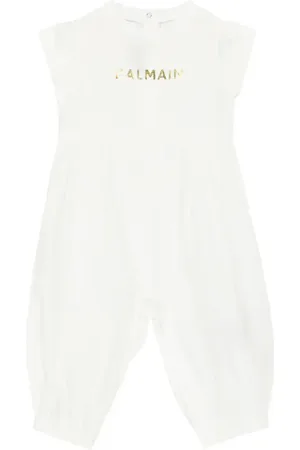 Balmain Baby - Jumpsuit corta in cotone con logo