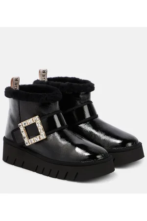Roger Vivier Stivali Viv Winter in vernice con shearling