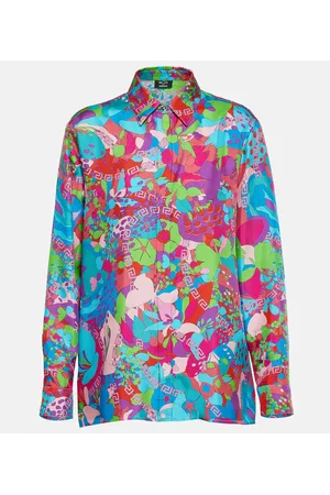 VERSACE X Dua Lipa Camicia estiva floreale in twill di seta