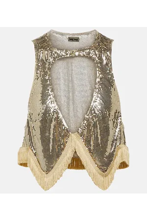 Paco rabanne Top in maglia metallica con cut-out