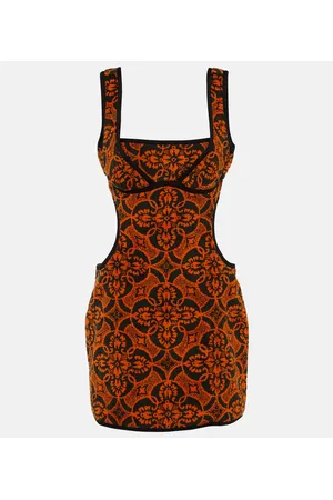 Marine Serre Miniabito in cotone jacquard con cut-out