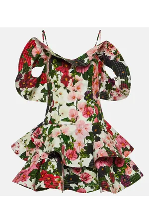 Oscar de la Renta Miniabito in misto cotone con volant