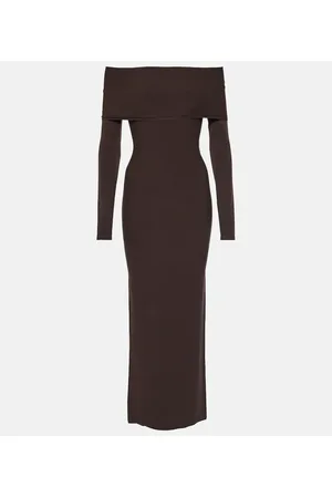 Alaïa Alaïa Abito midi in jersey con scollo bardot