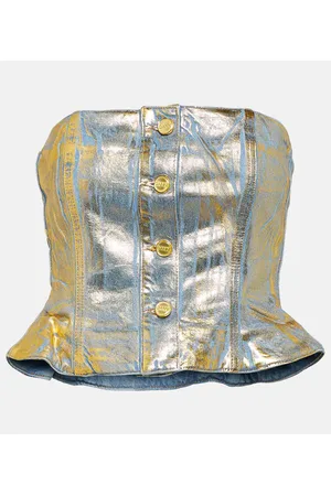 Ganni Top a tubino in denim dorato