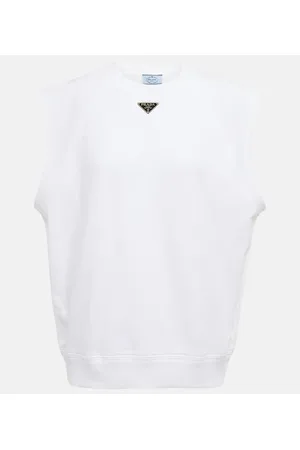 Prada Top in jersey di cotone con logo