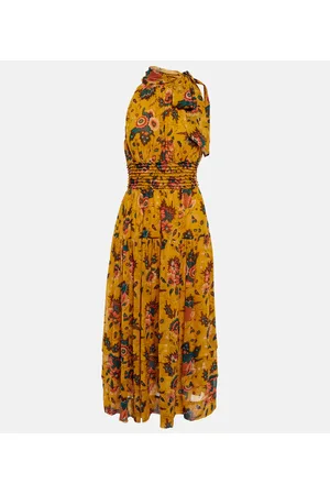 ULLA JOHNSON Abito midi Maya in chiffon di seta