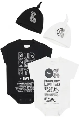 Burberry Baby - Set di 2 body e berretti in misto cotone