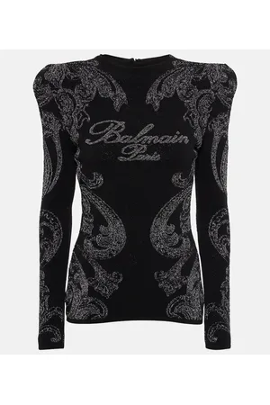 Balmain Top in jersey di misto cotone paisley